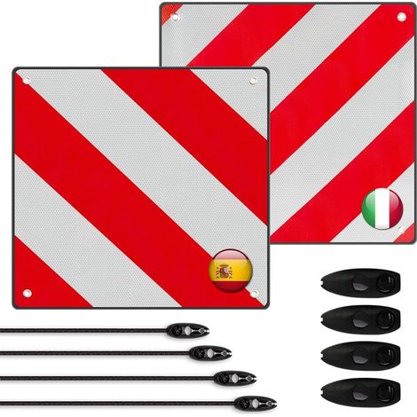 Panneau Avertissement Porte-Vélos 50x50cm, 2 en 1 Panneau davertissement Aluminium avec 4 Cordes Tension, pour Porte-vélos, Remorque Arrière, Voiture, Camping-car (1/5)
