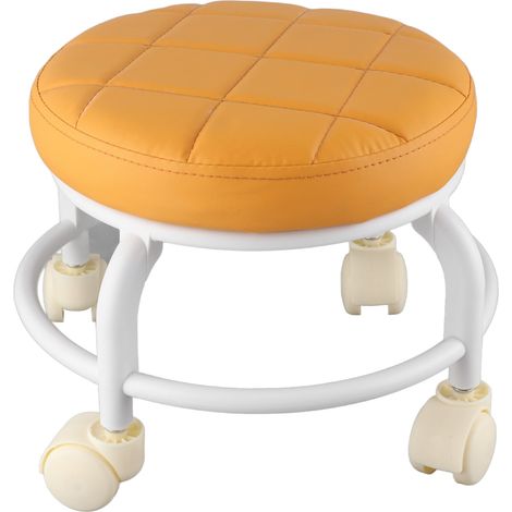 Rollhocker mit hochdichtem Memory-Schaum, doppellagige, wasserdichte Fußstütze mit geräuschlosen Rollen für Wohnzimmer oder Büro, orange (1/5)