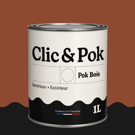 Peinture Bois Extérieur – POK BOIS - 1L - RAL 8004 - Brun cuivré- Résistante aux intempéries - Ne s'écaille pas (1/4)