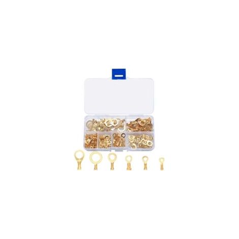 Packung mit 150 runden Messing-Ösen-Crimpklemmen, Kabelschuhen, Ringklemmen, Batterieklemmen, Kabelschuhen für Motorrad/Auto/Kabelverbinder M3 M4 M5 M6 M8 M - Crezuo (1/4)