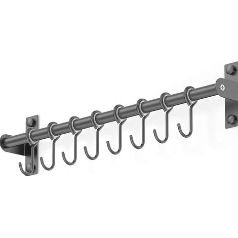 Wandmontierter Küchenutensilienhalter mit 6 Haken, kein Bohren erforderlich, Messerorganizer