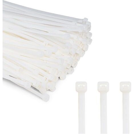 Colliers de serrage professionnels en acier, blancs, 200 x 3,6 mm, 500 pièces, colliers de serrage en plastique.