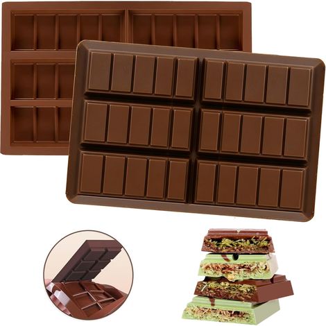 2 Pièces Moule Tablette Chocolat Dubai,Moule à Chocolat en Silicone Profond Antiadhésifs Moules à Chocolat 12 Cavités pour Fabrication De Chocolats,Barres Energétiques,Gelée (1/5)