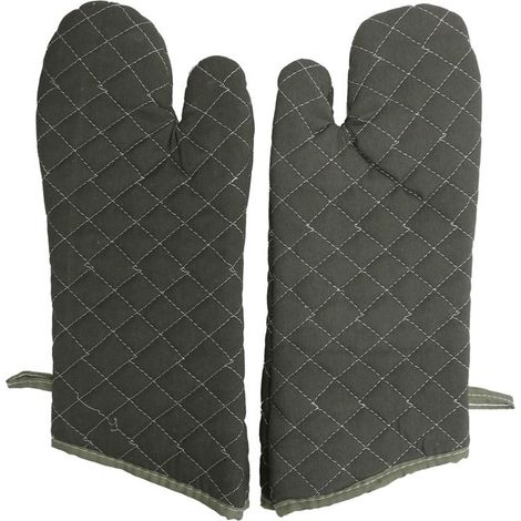 Gants de Cuisson Épais en Coton Verts Résistant à Chaleur pour Four Électrique Cuisine (1/4)