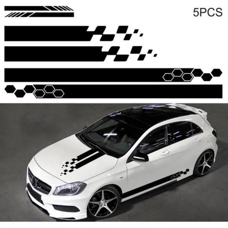 Autocollant Voiture - Noir - PVC Haute Qualité - Pour Décoration Automobile - 5 Pièces (1/4)