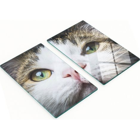 Tableros de vidrio elegantes y duraderos con estampado de ojo de gato verde, 2x30x52 cm.