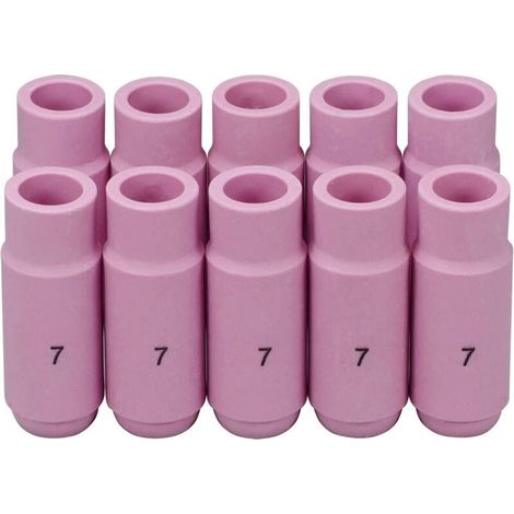 10 x Buse en alumine et tubes en céramique pour soudage TIG 10N47, 7 avec trou de 11 mm, pour torche de soudage TIG QQ300, PTA, DB, SR, WP 17, 18, 26