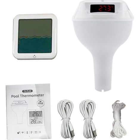 Kabelloses, schwimmendes Thermometer für Schwimmbäder und Spas mit farbwechselndem Licht und LED-Anzeige. (1/5)