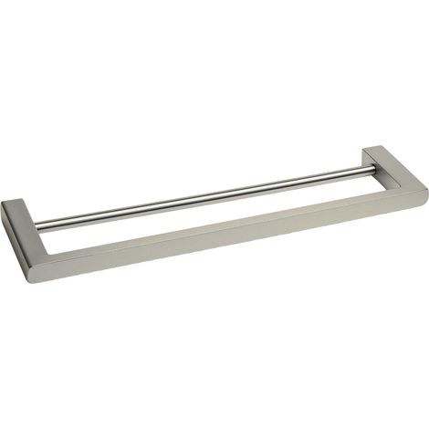 BALNEO - double barre porte-serviettes en acier inox argenté INOX - porte-serviettes 60 cm QARX inoxydable - barre de salle de bain (1/4)