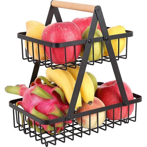 2-Tier Fruit Basket Fruit Bowl Holder Bread Basket Vegetable Rack Detachable Fruit Holder for Fruit Vegetables Snacks in Home Kitchen Office (1/5)