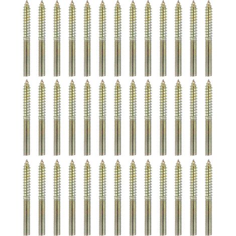 40 Pcs Vis À Double Tête M4x40, Boulons À Pitons Acier Au Carbone Auto-Taraudeurs Pour Pieds Meubles Bois, Couleur Zinc (1/5)