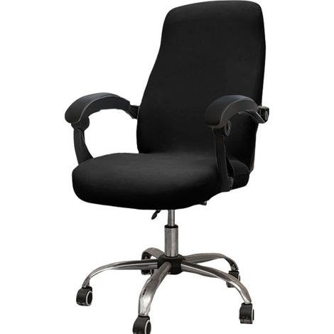 Elastischer, wasserdichter Bürostuhlbezug, einfarbig, staubdichter Computerstuhlbezug - (Schwarz, Größe M) (1/4)