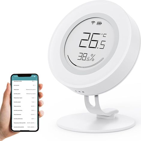 Détecteur de température et d'humidité portable, hygromètre précis, affichage numérique, adapté à la maison, au bureau, à la chambre de bébé, blanc