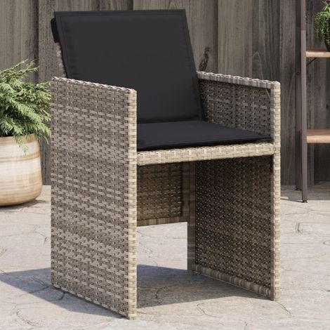 Lot de 4 Chaises de jardin,Siège de Terrasse Chaise d'extérieur avec coussins gris clair poly rotin CFW549206 (1/5)