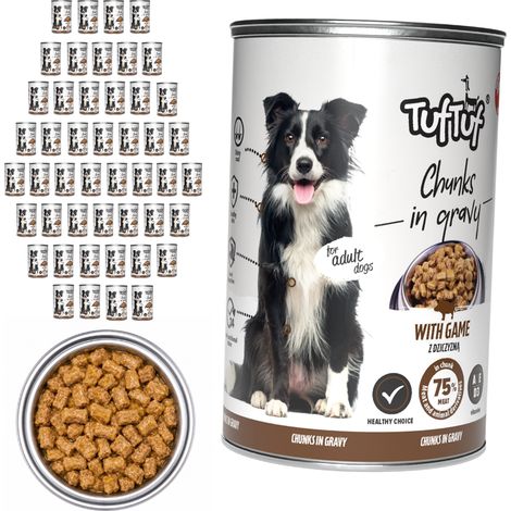 Pâtée pour chien TufTuf Venaison, boîte de 48 x 415 g, morceaux en sauce (1/3)