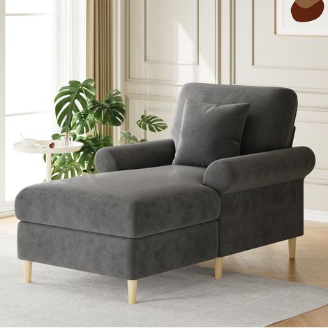 Gepolsterter Relaxsessel, klappbarer Schlafsessel, bequemer Lesesessel, Lounge-Sessel, XXL großer Lesesessel, samtbezogener Lounge-Sessel, Sitzsack für Wohn- und Schlafzimmer,Gray (1/5)