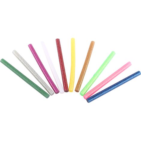 Kit de 10 bâtons de colle thermofusible de couleurs assorties pour loisirs créatifs et bricolage. (1/5)
