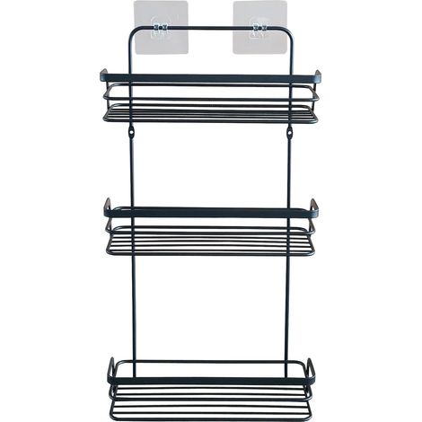 Serviteur de Douche 3 Paniers (26,4 x 10,5 x 49,5 cm) Filaire Noir, Métal (1/4)