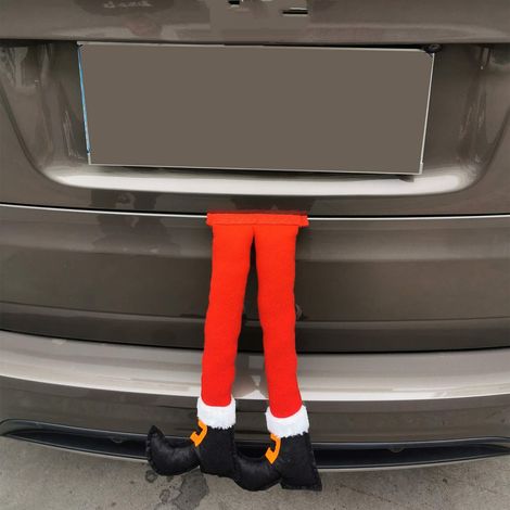 Décoration de Noël : Père Noël aux jambes coincées, accessoire festif à suspendre pour sapin et voiture, pour la décoration intérieure et extérieure des fêtes.