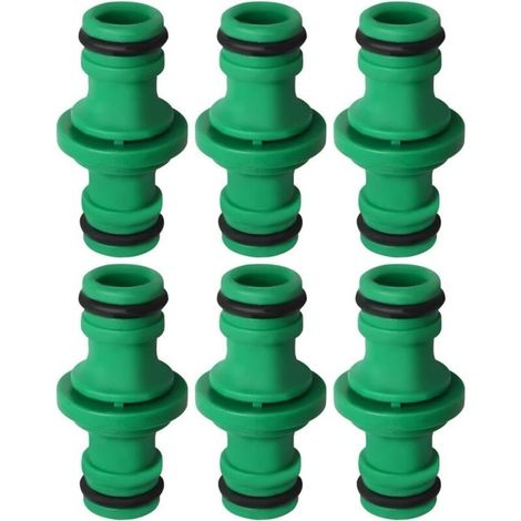 Lot de 6 connecteurs de tuyau à double prise, connecteurs de tuyau d'arrosage verts, adaptés au lavage de voiture et au raccordement de tuyau d'arrosage