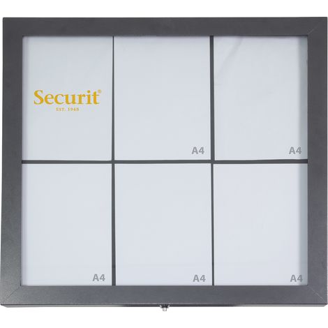 Présentoir LED - acier galvanisé - présente 6 pages A4 - Securit