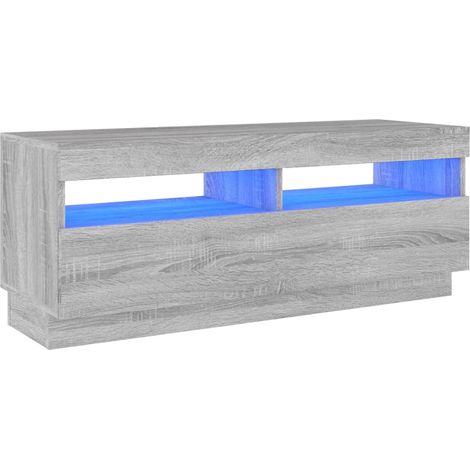 Mueble TV multimedia estantería para televisión buffet para televisión comedor salón dormitorio con luces LED sonoma 100 x 35 x 40 cm gris 020026795 (1/4)
