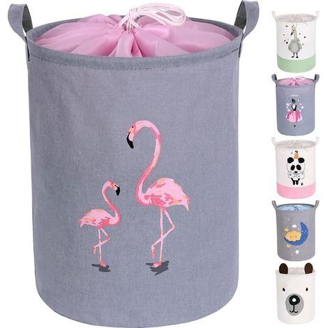 Baby Panier à Linge Pliable Imperméable pour Bébé Panier de Rangement Corbeille à Linge Sale Sac à Linge Seau de Stockage Rond en Tissu pour Buanderie Enfant Jouets(Flamant) (1/5)