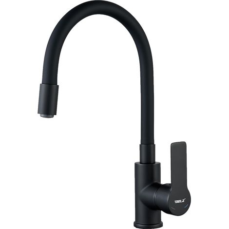 Robinet Cuisine Flexible Chromé – Mitigeur Cuisine Pivotant à 360°, Robinet de Cuisine en Laiton Durable, Robinetterie de Cuisine avec Perlator Économiseur d'Eau,noir mat (1/5)