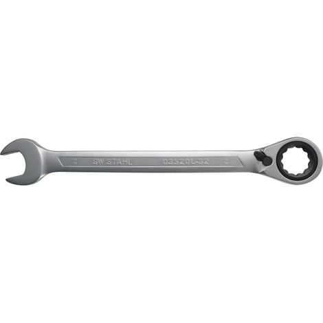 SW-Stahl 03520L-32 Clé mixte à cliquet 32 mm avec levier de commutation pour rotation à droite et à gauche I 72 dents I clé à fourche avec cliquet annulaire I clé à fourche à cliquet annulaire SW 32 (1/2)