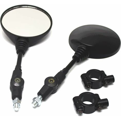 1 Pair Universal Motorcycle Round Folding Rearview Mirror, Aluminum Alloy Motorcycle Rearview Mirror with Foldable Handlebar and Mounting Ring, Black (1/5)
