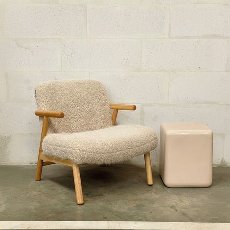 Bout de canapé rétro beige H40cm (1/2)
