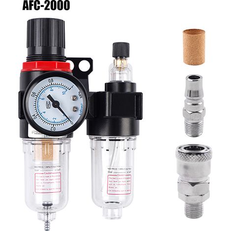 Druckluftprozessor, pneumatisches Druckregelventil, Druckminderungsventil AFC2000, Öl-Wasser-Abscheider (Kupferkern), Filter (1/4)
