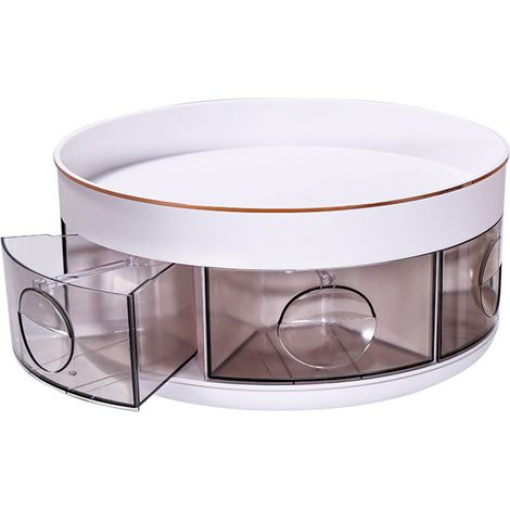 Tournette Épices d'Angle Ronde Plastique Multifonction 2 Niveaux Organisateur de Rangement pour Cuisine (1/4)