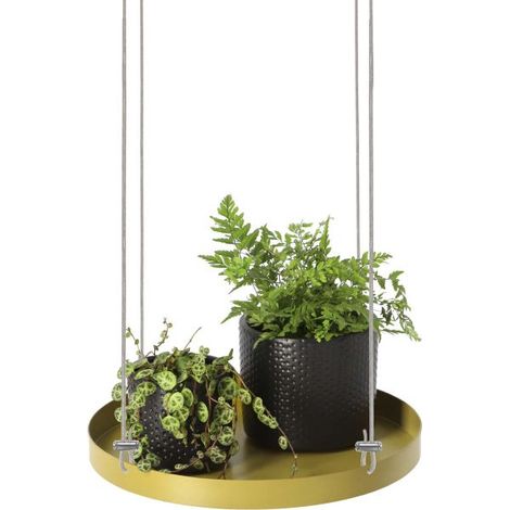 Esschert Design – Plateau à plantes rond avec suspension – Acier et fer, jaune doré, Ø 24 cm (1/5)