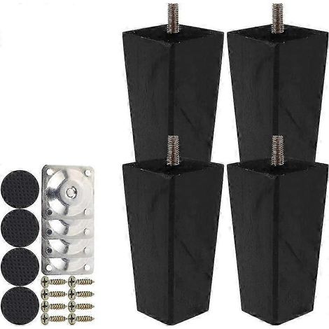 Pieds de canapé de 10 cm de haut, pieds de meubles en bois, lot de 4, 10 cm de haut, pieds de meubles de remplacement solides, pieds de fauteuil et d'armoire, boulons M8 avec supports de montage. (1/5)