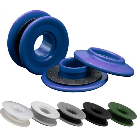 Linxor – Lot de 20 oeillets à clipser pour bâches – Résistants aux chocs et intempéries – Orifice 12mm – Pour matériaux jusqu'à 1.4mm d'épaisseur (1/7)