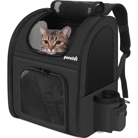 Sac à Dos Chat Chien Respirant, Sac Transport Chat Confortable, Noir (1/5)