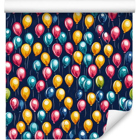 Papier peint Ballons d'anniversaire bleu marine et or pour salon et chambre 50x1000 cm (1/5)