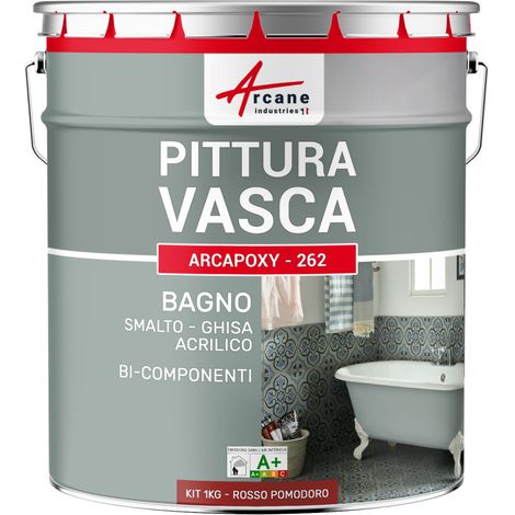 Resina per la ristrutturazione della vasca e del lavandino piatto doccia smalto bagno - ARCAPOXY - 262 - 1 kg (fino a 3 m² in 2 strati) Rosso Pomodoro - RAL 3013 - ARCANE INDUSTRIES