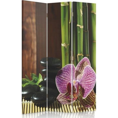 Paravento bilaterale 360, Ciottoli e orchidea - 110x170 (1/5)