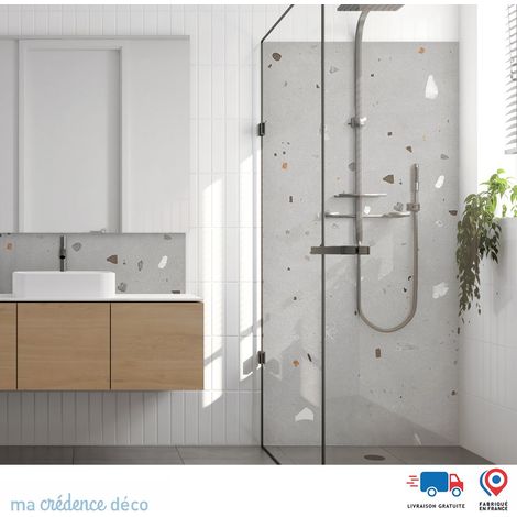 Panneau de douche : Terazzo Modena gris - Couleur Ocre - Alu composite - 120 - 245 (1/3)
