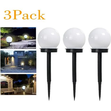 Lot de 3 lampes LED solaires étanches pour jardin, éclairage extérieur, éclairage de rue, guirlande lumineuse solaire, lampe de pelouse ou de cour. (1/5)