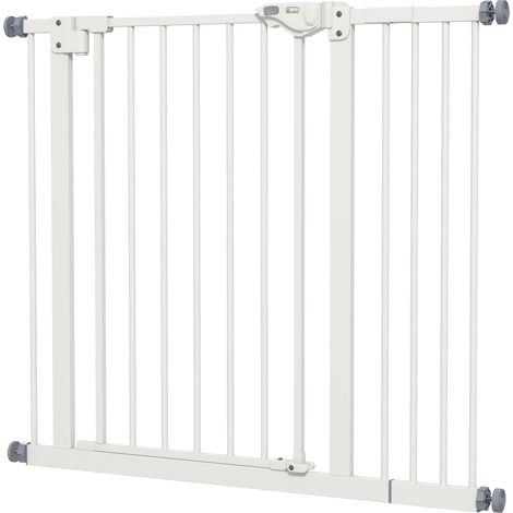Barrière de sécurité animaux fermeture automatique double verrouillage sans perçage 1 extension blanc (1/5)
