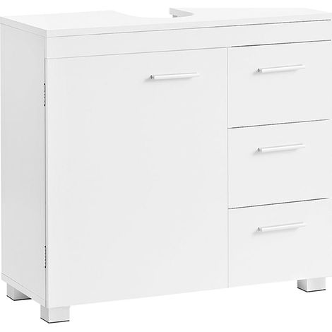 Mobile lavabo da bagno con 3 cassetti grandi e 2 scomparti dietro un'anta credenza indipendente 30 x 70 x 64 cm bianco 120006531