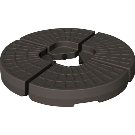 Socle de parasol, remplissable avec 17 kg d'eau ou 25 kg de sable, en PEHD couleur café, 100 x 100 x 10,5 cm, pour parasols