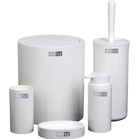 5-teiliges rundes Badezimmer-Set, weiß