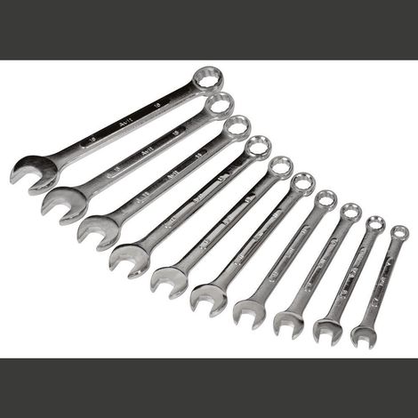 Kit 10 Cles mixtes plate oeil - 7 a 16 mm (1/2)