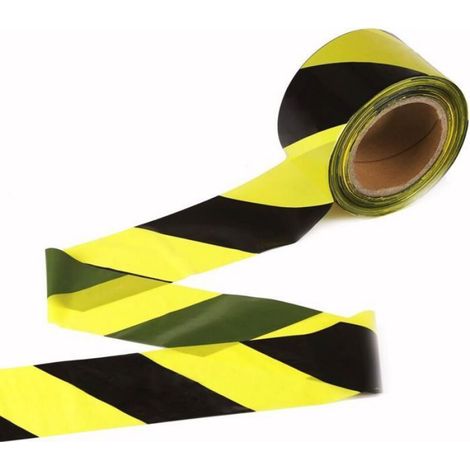 Ruban Adhésif Signalisation - 100 mm x 30 m - Marquage Sol Sécurité - Bandes Noires Jaunes - 1 Rouleau
