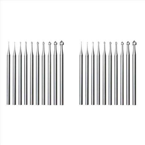 Lot de 20 fraises à sertir pour bijoux - Tige de 3/32 po, fraises à pierre cylindriques et coniques, outils de fabrication lapidaire (1/4)