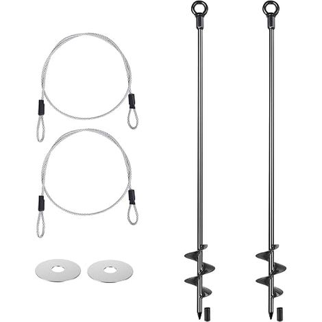 Lot de 2 ancrages au sol en acier massif robuste de 76,2 cm – 12 mm – Ancrages de terre hélix à trois tours pour abris de jardin, abris d'auto, auvent, tonnelle, trampoline, mobile home (1/5)